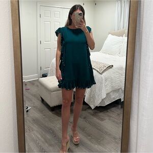 Teal mini shift dress